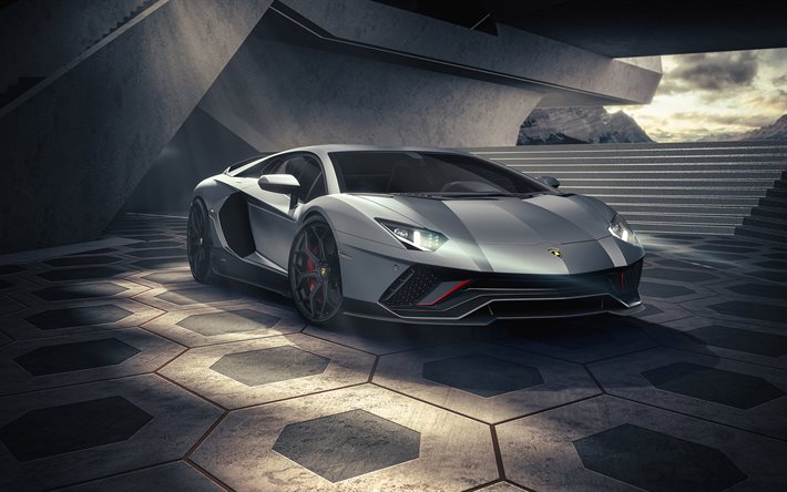2022, Lamborghini Aventador LP780-4 Ultimae, exteri&#246;r, garage, superbil, gr&#229; Aventador, tuning Aventador, italienska sportbilar, Lamborghini