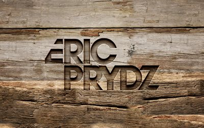 Logo en bois Eric Prydz, 4K, DJ su&#233;dois, fonds en bois, stars de la musique, Eric Sheridan Prydz, Cirez D, logo Eric Prydz, cr&#233;atif, sculpture sur bois, Eric Prydz