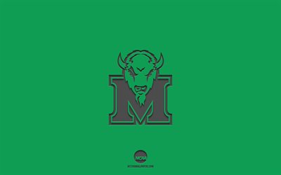 Marshall Thundering Herd, green background, American football team, Marshall Thundering Herd emblem, NCAA, West Virginia, USA, American football, Marshall Thundering Herd logo