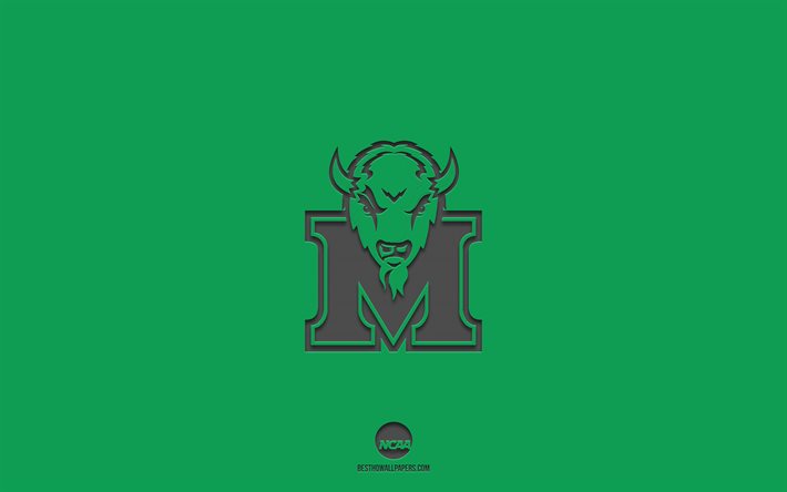 Marshall Thundering Herd, green background, American football team, Marshall Thundering Herd emblem, NCAA, West Virginia, USA, American football, Marshall Thundering Herd logo