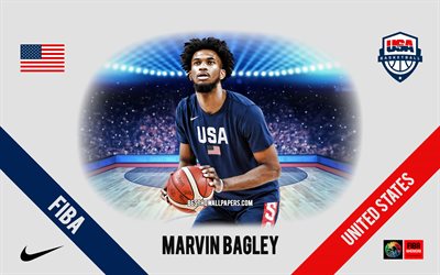 Marvin Bagley, USA: s basketlandslag, amerikansk basketspelare, NBA, portr&#228;tt, USA, basket