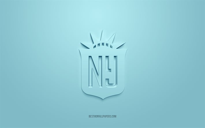 NJ NY Gotham FC, logo 3D cr&#233;atif, fond bleu, NWSL, embl&#232;me 3d, club de football am&#233;ricain, New Jersey, &#201;tats-Unis, art 3d, football, logo 3d NJ NY Gotham FC