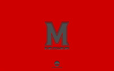 Maryland Terrapins, punainen tausta, amerikkalainen jalkapallojoukkue, Maryland Terrapinsin tunnus, NCAA, Maryland, USA, amerikkalainen jalkapallo, Maryland Terrapins -logo