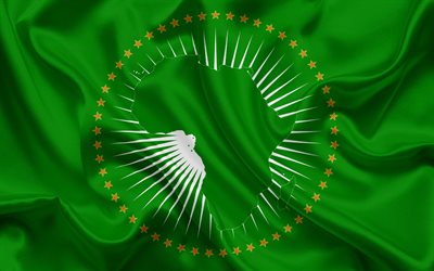 La Uni&#243;n africana bandera, AU emblema, logotipo, AU S&#237;mbolos, de la Uni&#243;n Africana