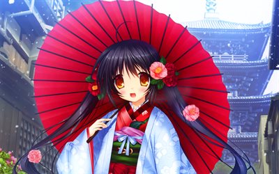 Little Busters, Sasami Sasasegawa, red umbrella, art