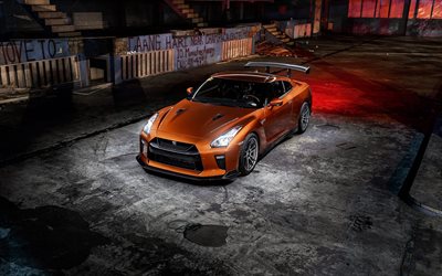 Nissan GTR, R35, bronze sports coupe, tuning GTR, sports car, bronze, Japanese sports cars, Nissan