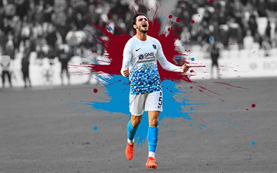 Majid Hosseini, 4k, Trabzonspor FC, art, Iranian football player, splashes of paint, grunge art, creative art, Turkey, football