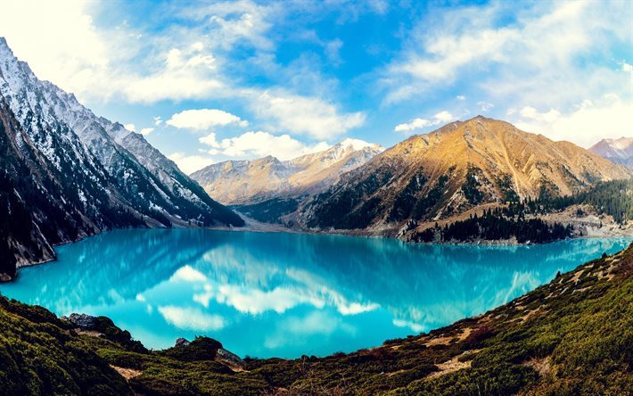 Grande Lago De Almaty, montanhas, Almaty, Cazaquist&#227;o