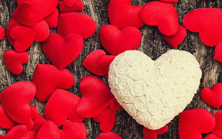 عيد الحب, قلب أحمر, الرومانسية, 14 فبراير, خلفية خشبية