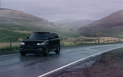 Land Rover, Range Rover Sport, 2017, siyah l&#252;ks SUV, tuning, İNGİLTERE, avangart Tekerlekler