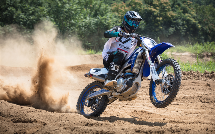 motocross, A Yamaha YZ450F, piloto, 2018 motos, nova YZ450F, sportsbikes, Yamaha