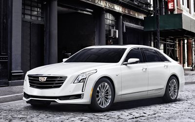 Cadillac CT6, 2018, Plug-In Hybrid, blanc berline de luxe, de la classe affaires, blanc CT6, des voitures Am&#233;ricaines, photoshoot, Cadillac