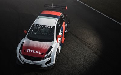 Peugeot 308 TCR, 4k, 2018 carros, carros de corrida, franc&#234;s carros, Peugeot