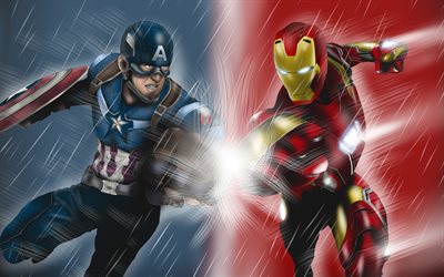 Iron Man, Captain America, superheroes, 4k, IronMan