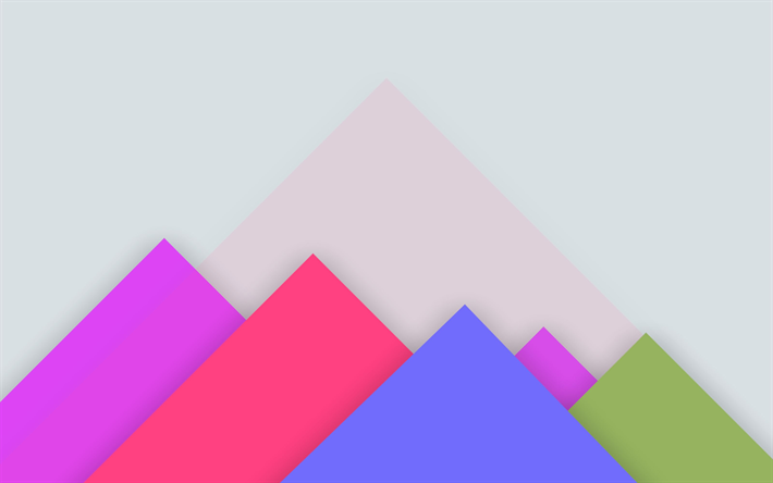 pyramids, mountains, triangles, 4k, material design, colorful background, android lollipop, creative, geometric shapes, geometry