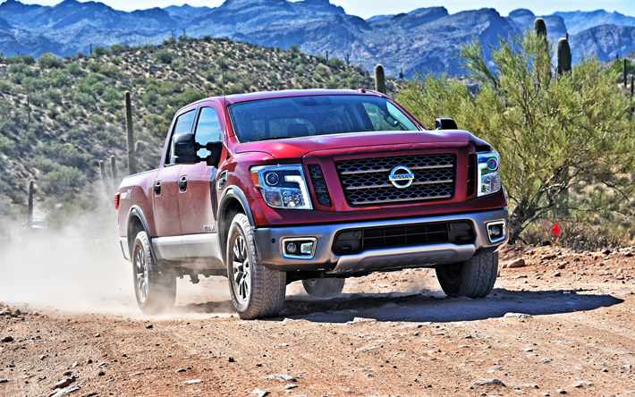 Nissan Titan PRO 4X, 2018, red SUV, Japanska bilar, red Titan, Nissan, USA