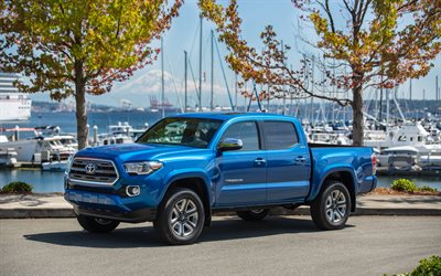 Toyota Tacoma Limited, 2018, azul SUV, caminhonete, Estados Unidos, Carros japoneses, Toyota