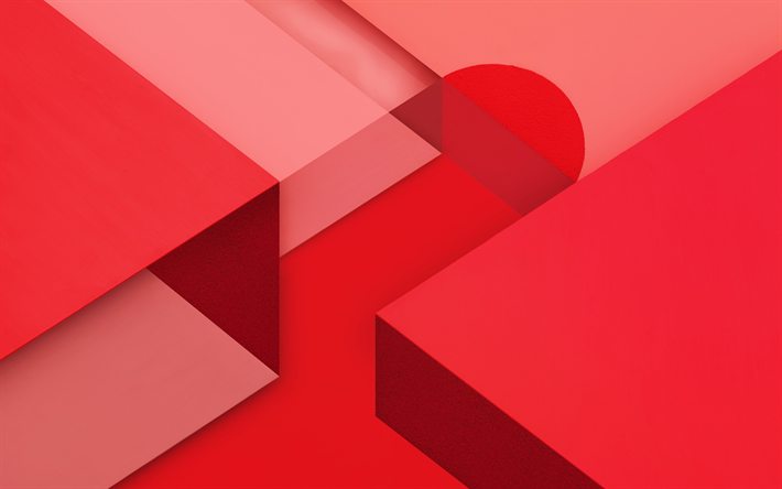 red abstraction, material design, geometric shapes, lines