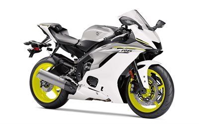 Yamaha YZF-R6, 2018, vit sport motorcyklar, vit YZF-R6, sportbike, Japanska motorcyklar, Yamaha
