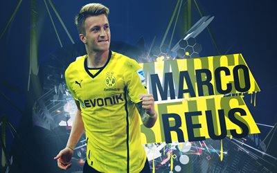 Marco Reus, fan art, Borussia Dortmund, jalkapalloilijat, luova, jalkapallo, BVB, Bundesliiga