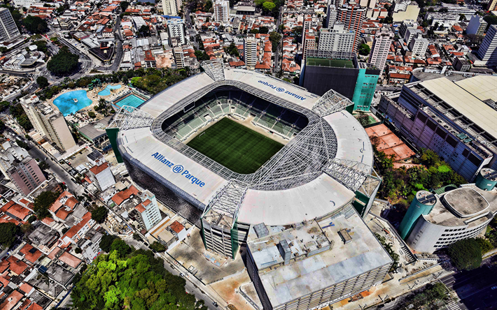 Allianz Park, brasiliano, stadio, Stadio del Palmeiras, veduta aerea, Sao Paulo, calcio, Palestra Italia Arena, stadio di calcio, il Palmeiras arena, Brasile, Palme