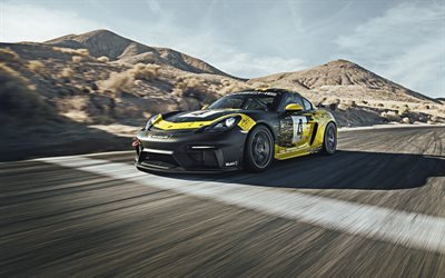 Porsche718ケイマンGT4Clubsport, 2019, 4k, レーシングカー, チューニング, ドイツスポーツカー, ポルシェ