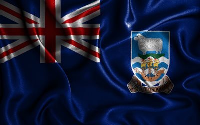 Falkland Islands, 4k, シルクの波状の旗, 南アメリカ諸国, 国のシンボル, スリナムの国旗, ファブリックフラグ, 3Dアート, 南アメリカ, フォークランド諸島の3Dフラグ