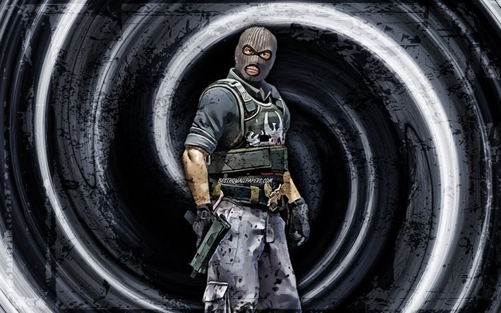 Enforcer, 4k, fond gris grunge, agent CSGO, Counter-Strike Global Offensive, vortex, Counter-Strike, personnages CSGO, Enforcer CSGO