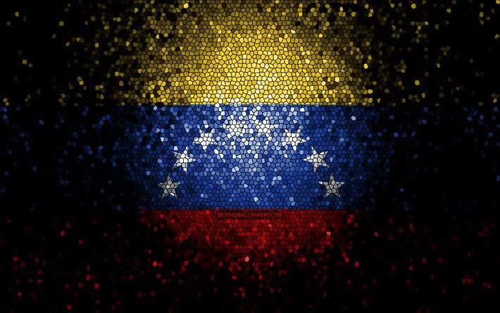 Venezuela flag, mosaic art, South American countries, Flag of Venezuela, national symbols, Venezuelan flag, artwork, South America, Venezuela
