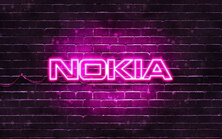 Download wallpapers  Nokia  purple logo 4k  purple 