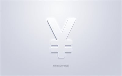Simbolo di yen giapponese, segno di valuta, yen giapponese, segno di yen giapponese 3D bianco, valuta di yen giapponese, sfondo bianco