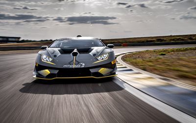 Lamborghini Huracan, 2018, Super Trofeo Evo, front view, supercar, tuning Huracan, racing track, Italian sports cars, Lamborghini
