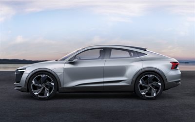 Audi е-Tron Sportback, 2018, silver, sports crossover, concepts, Audi