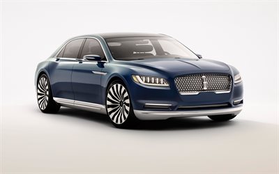 Lincoln Continental, 4k, 2018, blue sedan Continental, luxury cars, American cars, Lincoln