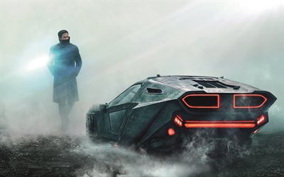 Blade Runner 2049, 2017, Ryan Gosling, carro, cartaz, novos filmes