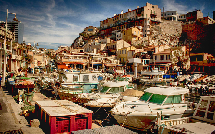 Marseille, 4k, pier, yachts, summer, France, Europe