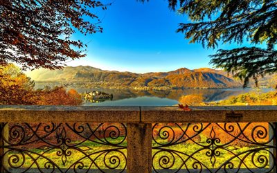 autumn, lake, old castle, mountains, autumn landscape, forest, France