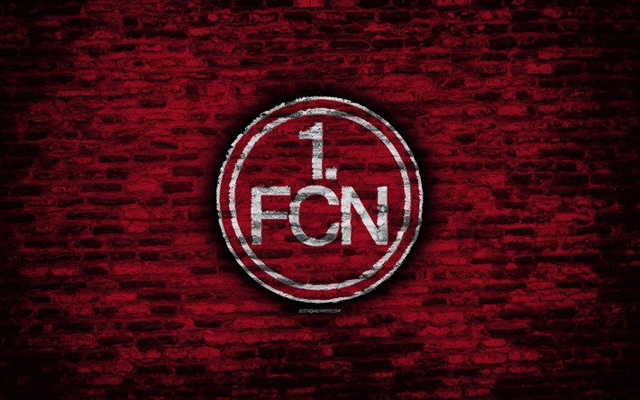 FC Nurnberg, logotipo, granate, pared de ladrillos, de la Bundesliga, el club de f&#250;tbol alem&#225;n, de f&#250;tbol, de ladrillo, de N&#250;remberg, Alemania