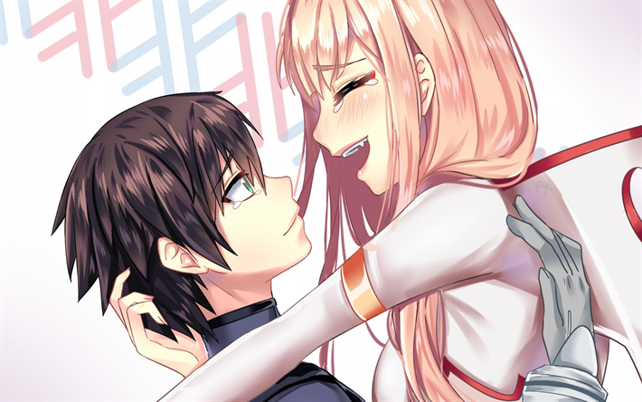 Darling in the FranXX, Hiro and Zero Two, characters, couple, japanese manga