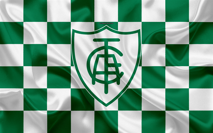 America Mineiro, 4k, logotyp, kreativ konst, vit gr&#246;n rutig flagga, Brasiliansk fotboll club, Serie A, emblem, siden konsistens, Belo Horizonte, Brasilien