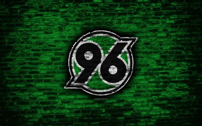 Hannover 96 FC, logo, vihre&#228; tiili sein&#228;&#228;n, Bundesliiga, Saksalainen jalkapalloseura, jalkapallo, tiili rakenne, Hannover, Saksa