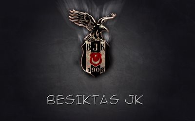O Besiktas JK, logotipo do metal, f&#227; de arte, Super Liga, criativo, Turco futebol clube, futebol, Besiktas FC, A turquia