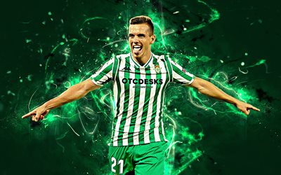 Giovani Lo Celso, abstract art, Argentine footballers, Real Betis FC, La Liga, Lo Celso, neon lights, soccer, LaLiga