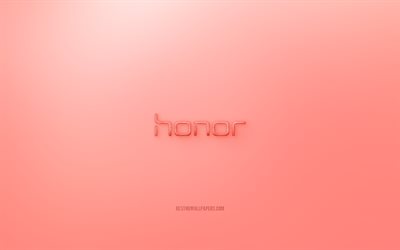 Honor 3D logo, red background, Honor jelly logo, Honor emblem, creative 3D art, Honor