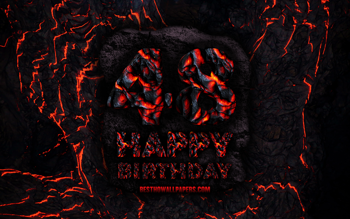 4k, Happy 48 Years Birthday, fire lava letters, Happy 48th birthday, grunge background, 48th Birthday Party, Grunge Happy 48th birthday, Birthday concept, Birthday Party, 48th Birthday