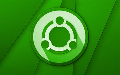 Ubuntu yeşil logo, 4k, yaratıcı, Linux, yeşil malzeme tasarım, Ubuntu logo, marka, Ubuntu
