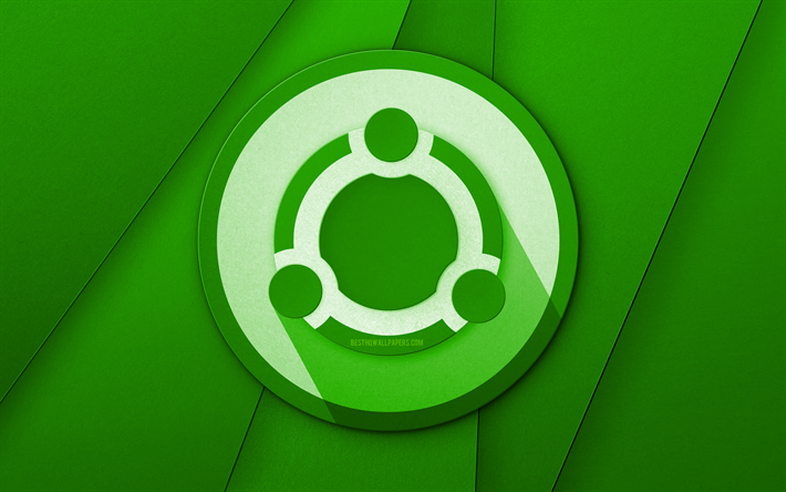 Ubuntu logo vert, 4k, cr&#233;atif, Linux, vert mat&#233;riel de conception, logo Ubuntu, marques, Ubuntu