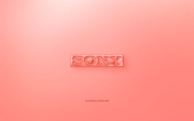Sony 3D logo, fond rouge, Sony jelly logo, Sony embl&#232;me, cr&#233;atif, art 3D, Sony
