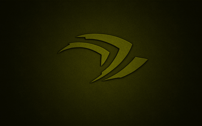 Nvidia giallo logo, 4k, giallo, grunge, sfondo, Nvidia, marche, creativo, Nvidia 3D logo, arte, logo Nvidia