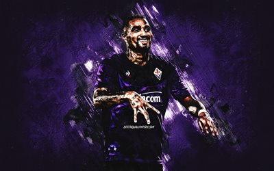 Kevin-Prince Boateng, ACF Fiorentina, german soccer player, portrait, purple stone background, Serie A, Italy, football, Boateng Fiorentina